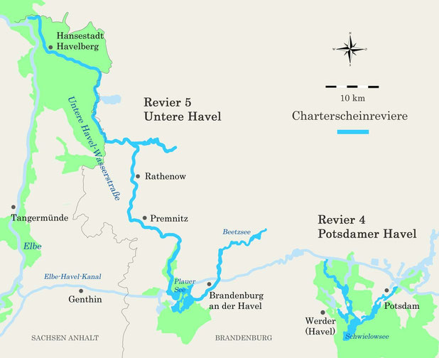 Charterscheinreviere Potsdamer Havel und Untere Havel