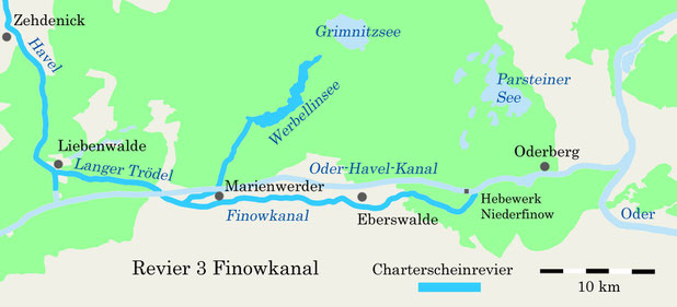 Charterscheinrevier Finowkanal und Werbellinsee