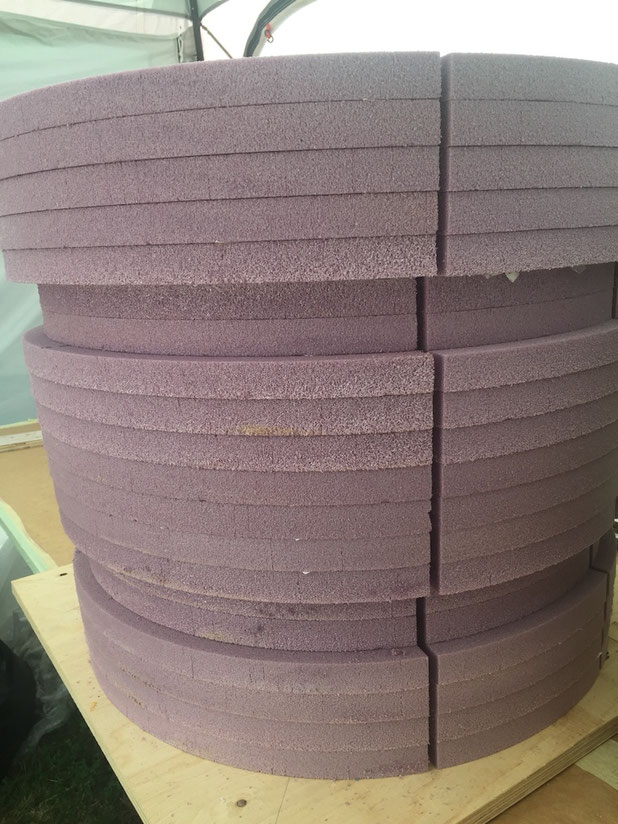 Some layers are smaller on purpose - so we can use the recess to strap them together around the rudder buckets.