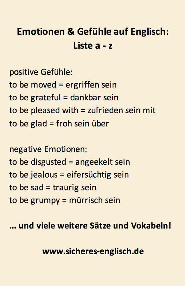 Gefühle und Emotionen auf Englisch Englisch lernen
