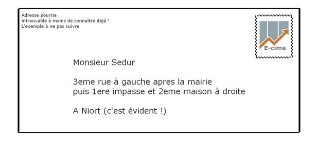 adresse courrier incorrecte pour montrer ce que donne une mauvaise url