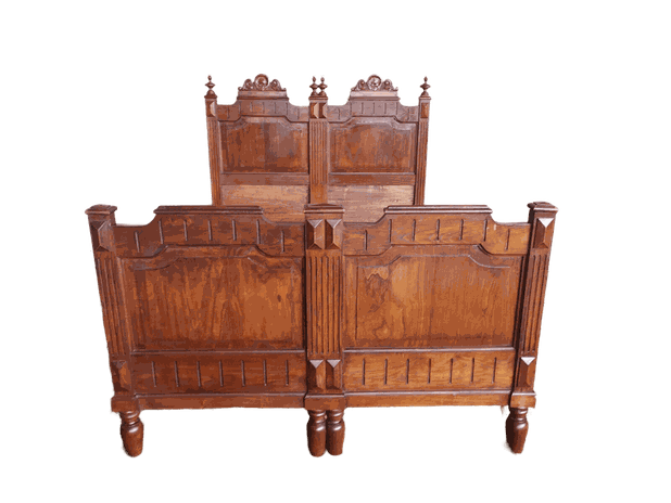 LETTO MATRIMONIALE IN NOCE EPOCA XIX SECOLO ITALIA COMPLETO