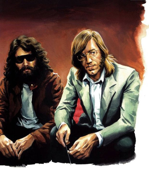 jim morrison e Ray Manzarek ritratti in disegno in un intervista