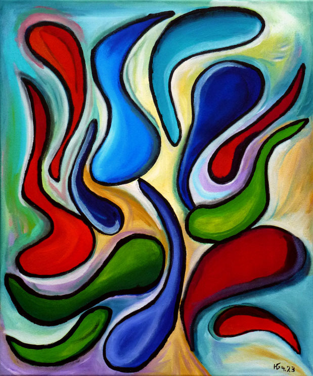 720) Quappentanz, Acryl auf Leinwand, 60x50, 2023