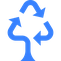 Arbre blanc sur fond rond bleu traduisant la pureté de la nature reconduite sur le symbole de gratuité du site