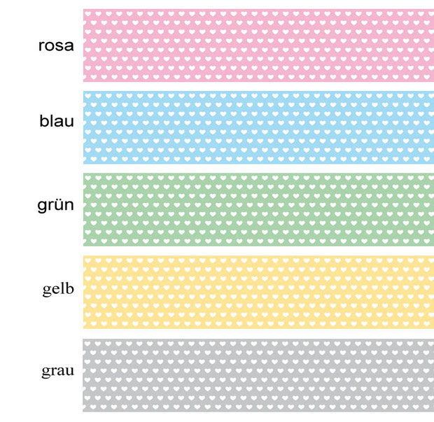 Glamour Vlies Bordüren mit Metallic Glanzbeschichtung - Motiv Herzchen in Pastellfarben 