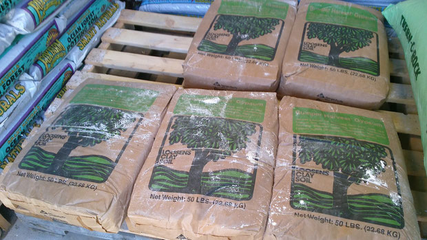 Bags of gypsum at our nursery