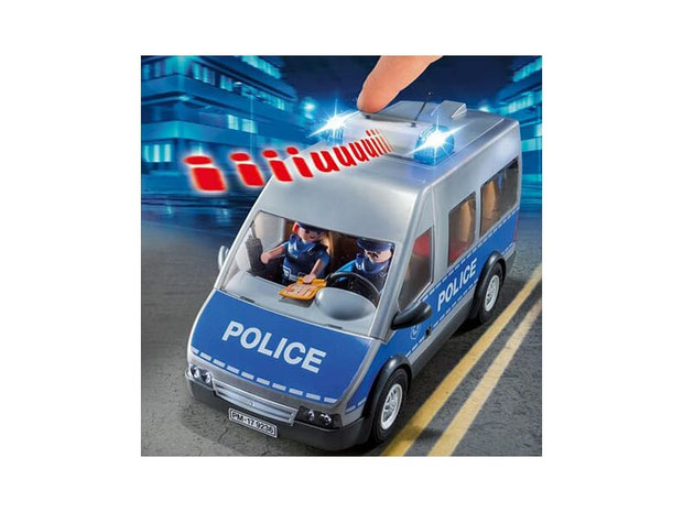Eine Besonderheit im Playmobil Paket 9336 ist der Licht und Soundeffekten im Polizeibus.