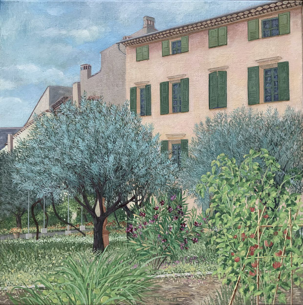  Françoise Trotabas Le potager,  les oliviers , Vence - acrylique sur toile - 40x40cm - 2023 