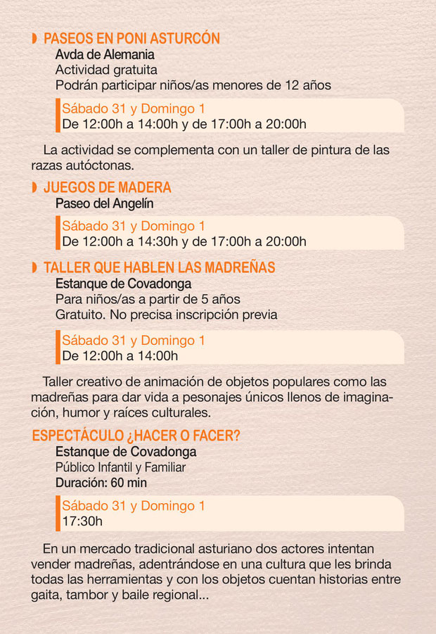 Programa de la Feria de la Ascension en Oviedo