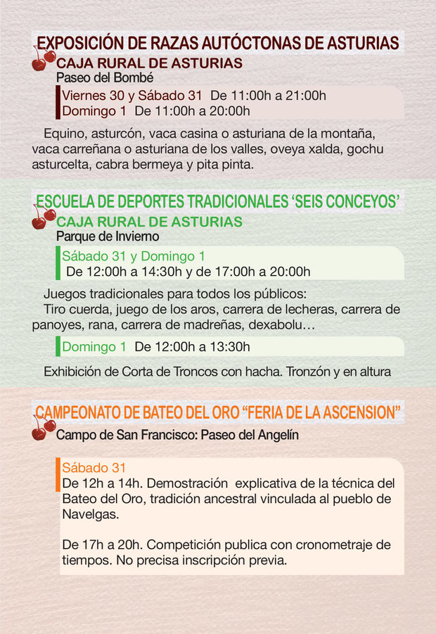 Programa de la Feria de la Ascension en Oviedo