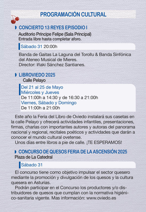 Programa de la Feria de la Ascension en Oviedo