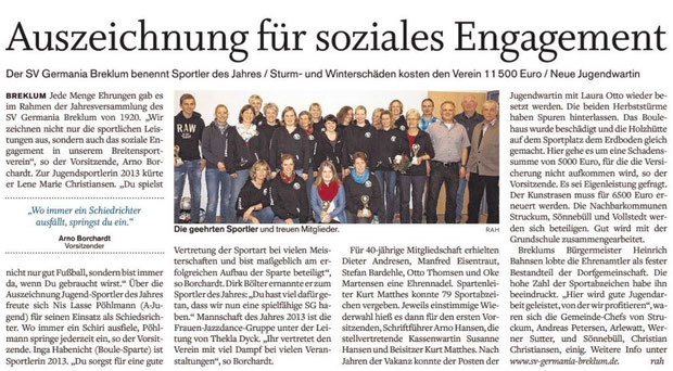 SHZ "Husumer Nachrichten" vom 12.03.2014