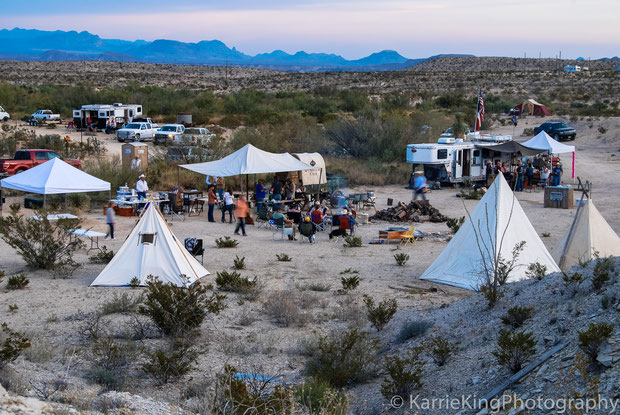2014 Annual Terlingua Chili Cook-off with the Chisos mountain range in the background.