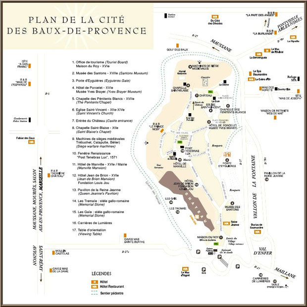 Plan de la cité des Baux-de-Provence, Alpilles (13) - cliquez sur l'image pour agrandir