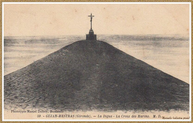 Gujan-Mestras autrefois : en 1926, la Jetée du Christ, Port de Larros, Bassin d'Arcachon (carte postale, collection privée)