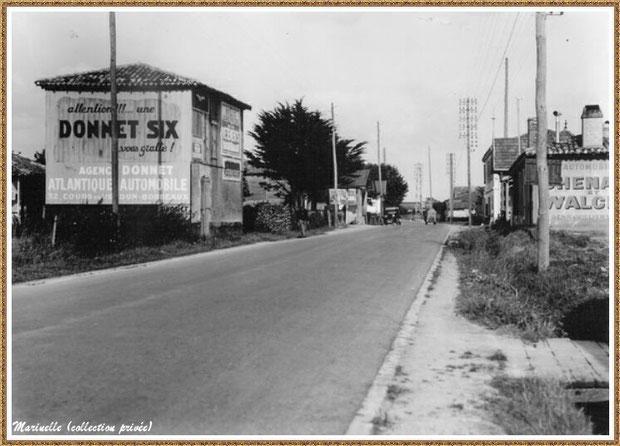 Gujan-Mestras autrefois : le Cours de Verdun à l'entrée de Gujan (en venant d'Arcachon), Bassin d'Arcachon (carte postale, collection privée)