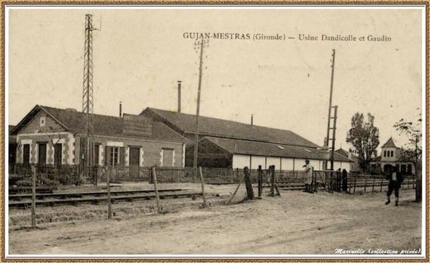 Usine conserverie Dandicolle et Gaudin (remplacée par la suite par une colonie puis aujourd'hui une résidence, face château d'eau et le long de la voie férée)  à Gujan-Mestras, Bassin d'Arcachon (33