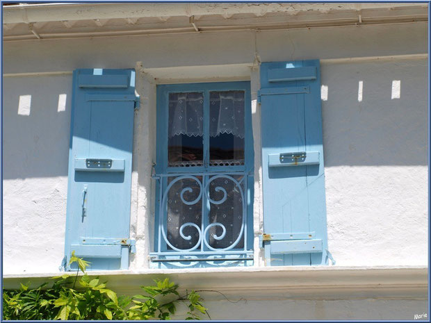 Fenêtre aux volets bleus à Talmont-sur-Gironde, Charente-Maritime