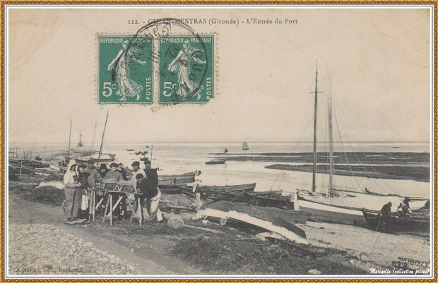 Gujan-Mestras autrefois : Entrée du Port de Larros, Bassin d'Arcachon (carte postale, collection privée) 