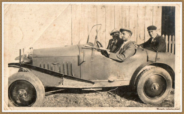 Gujan-Mestras autrefois : entre 1930-1940, des membres de ma famille en Bugatti, Bassin d'Arcachon (photo de famille, collection privée)