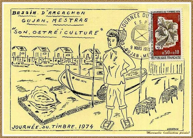 Gujan-Mestras autrefois : Journée du Timbre 1974, Bassin d'Arcachon (collection privée)