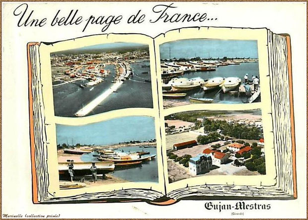 Gujan-Mestras autrefois : Carte postale multivues, Bassin d'Arcachon (carte postale, collection privée) 