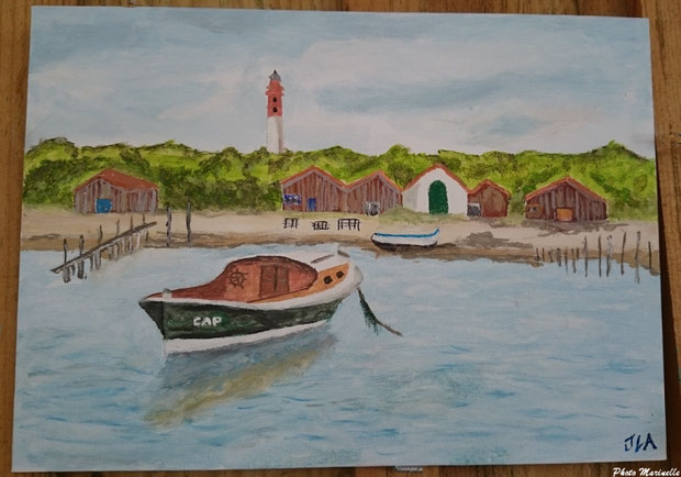 L'Atelier à JLA - "Pinasse Cap au large du Cap Ferret" - Peinture sur toile (Bassin d'Arcachon)