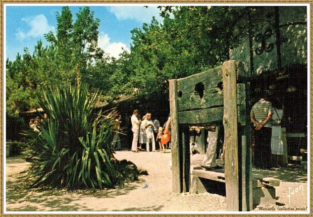 Gujan-Mestras autrefois : Intrument de tortue, Place de la Fontaine au Village Médiéval d'Artisanat d'Art de La Hume, Bassin d'Arcachon (carte postale, collection privée)