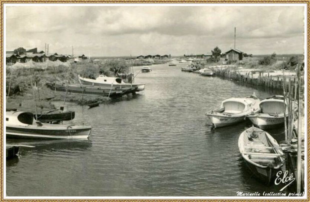 Gujan-Mestras autrefois : Port de Gujan (ex Port de la Passerelle), Bassin d'Arcachon (carte postale, collection privée)