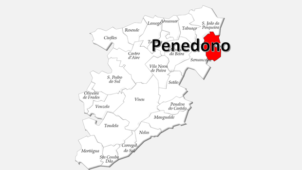 Localizçáo do concelho de Penedono no distrito de Viseu