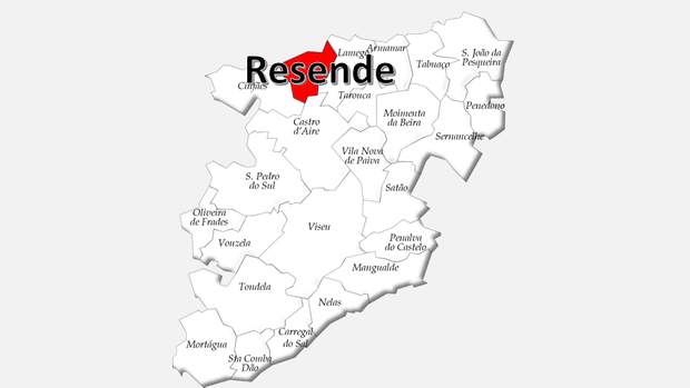 Localização do concelho de Resende no distrito de Viseu
