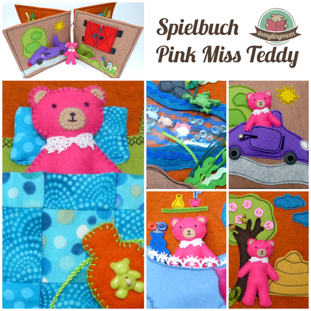 Spielbuch für unterwegs aus Filz Activity Buch Reisespielzeug Puppenhaus Teddyhaus Quiet book