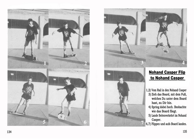 Don Brown, Huntington Beach 1991. Trick: Nohand Casper Flip to Nohand Casper.