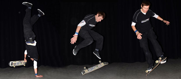 One-Armed-Handstand / Ollie-Kickflip / No-Hand-50-50 / Guenter Mokulys.