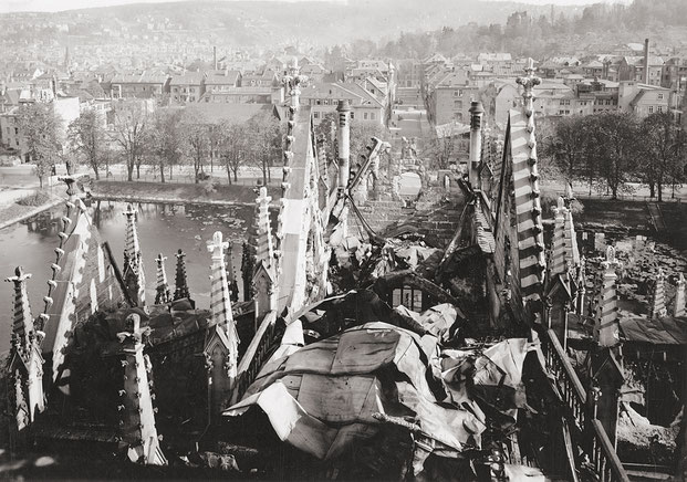 Вид купола церкви после бомбёжки 1944 года (credits: Evangelische Johannesgemeinde Stuttgart)