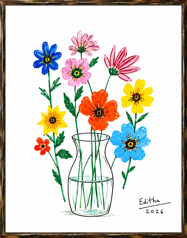 Blumenbild in der Art von Pablo Picasso