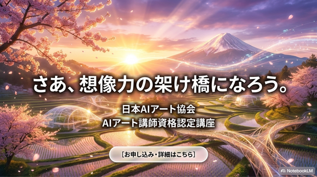 日本AIアート協会は、  AIアートを教える人材を育てるために  「AIアート講師資格認定講座」の提供を開始しました。