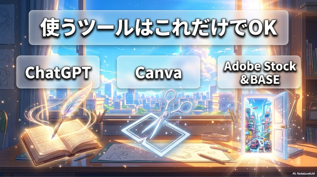 AI画像販売に必要なツールは、最初から多くありません。     初心者なら、以下の組み合わせで十分です。