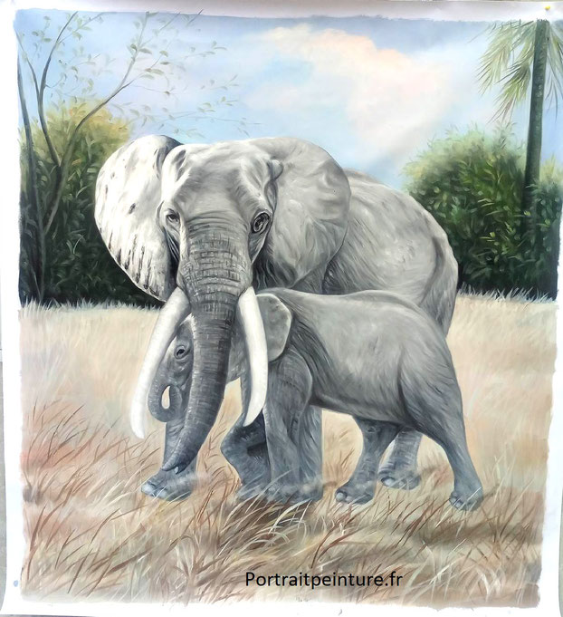 portrait-peinture-animal-sauvage-elephant