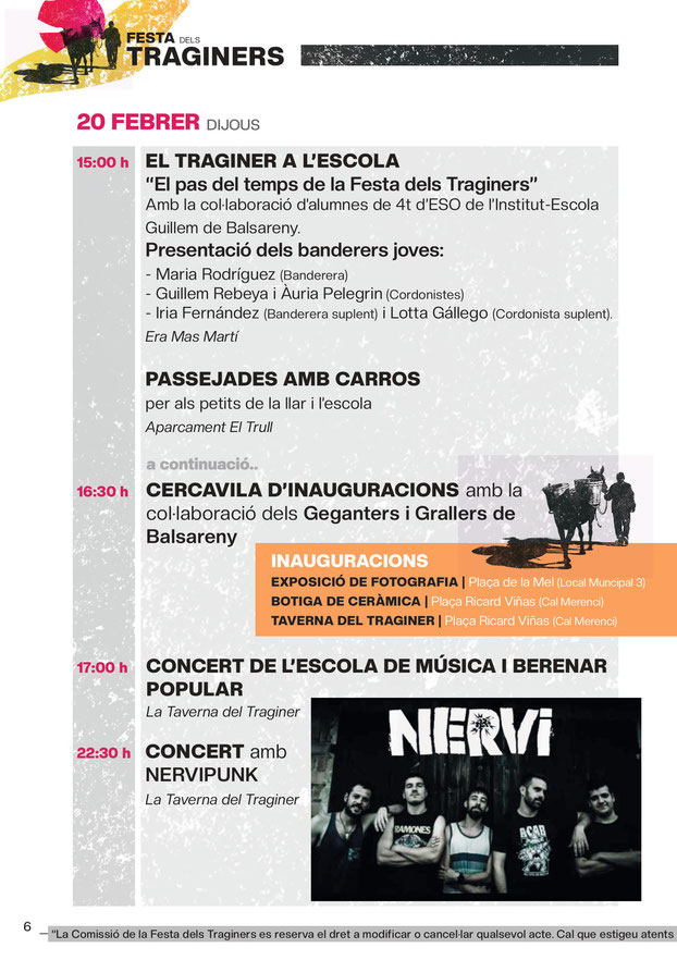 Programa de la Festa dels Traginers en Balsareny