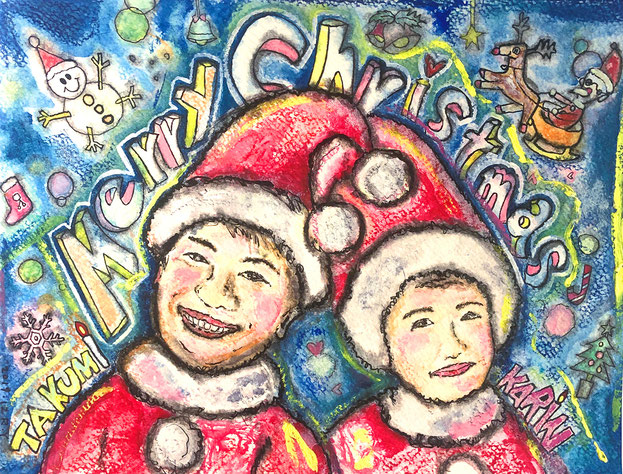 似顔絵:メリークリスマス&ハッピーウェディング