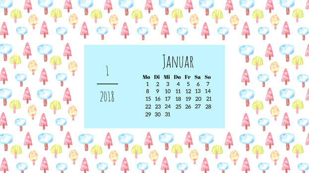 Januar Wallpaper 3: Wasserfarbendesign RiekesBlog.com