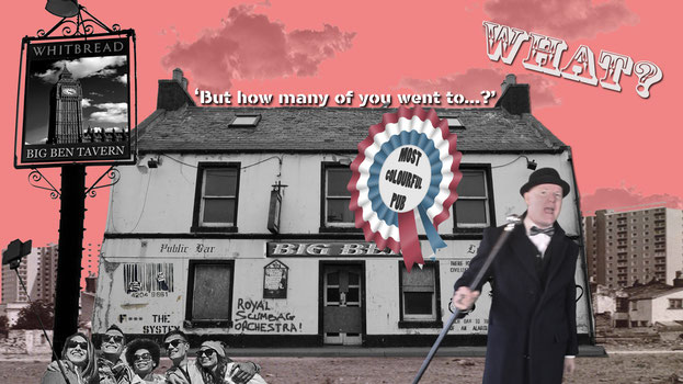 Graphic with an image of a dirty British pub and pub sign