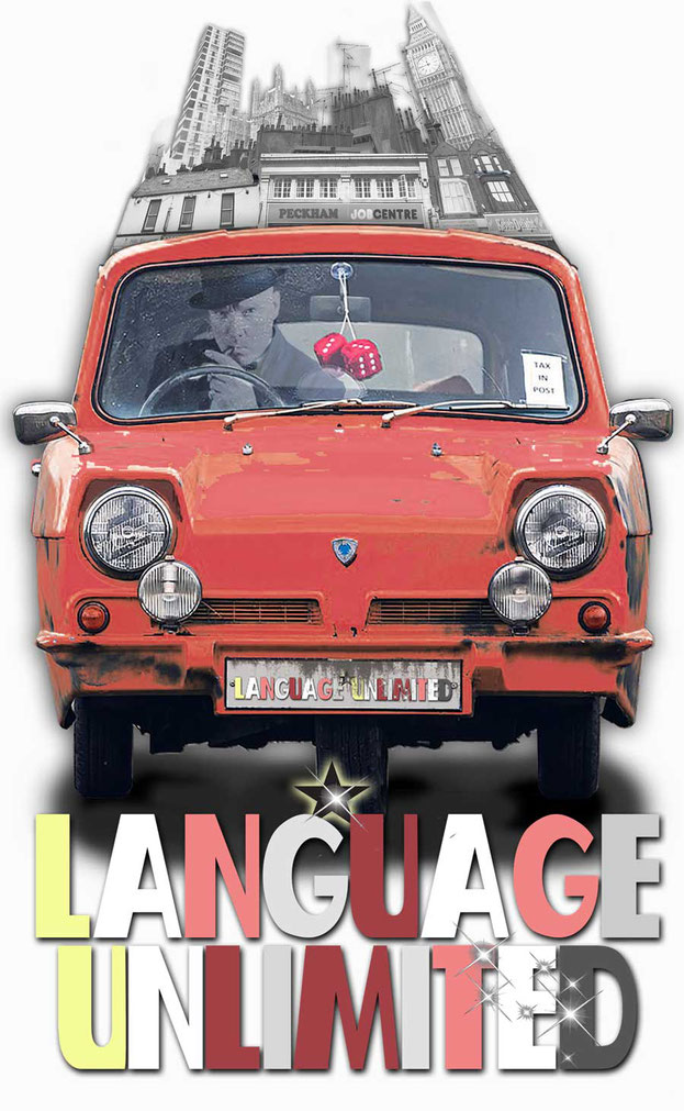 Language Unlimited logo with Reliant Robin car