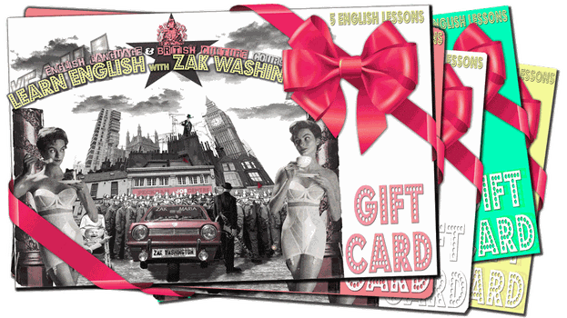 Language Unlimited gift cards for online English lessons - graphic with various gift cards