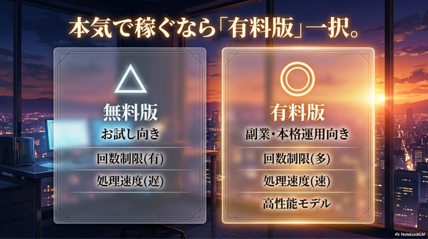 無料版と有料版で商用利用は変わる？