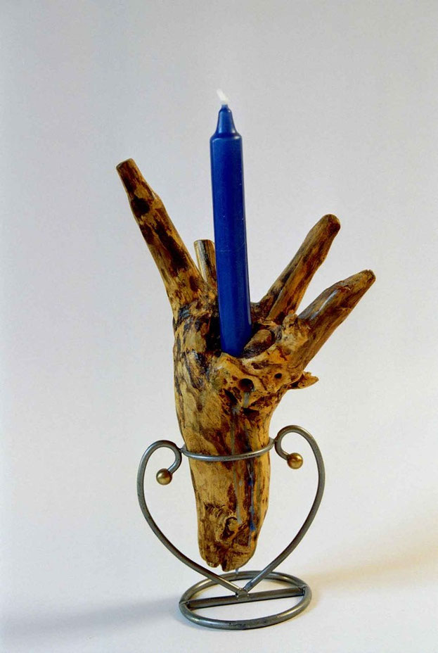 Bild:Kerzenständer,Kerze,Holz,Metall,David Brandenberger,d-t-b.ch,d-t-b,