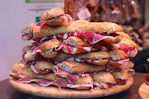 Sweet Iberian ham sandwiches . . .