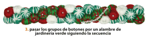 corona de Navidad con botones tejidos a crochet - crochet Christmas wreath